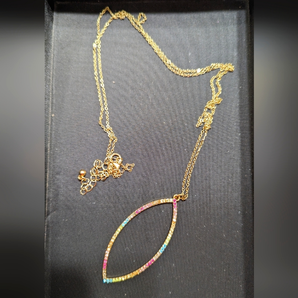 Rainbow and Gold Pendant Necklace